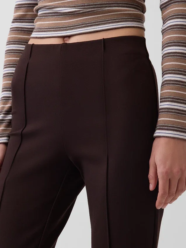 Yüksek Bel Çift Örme Krop Kick Pantolonlar