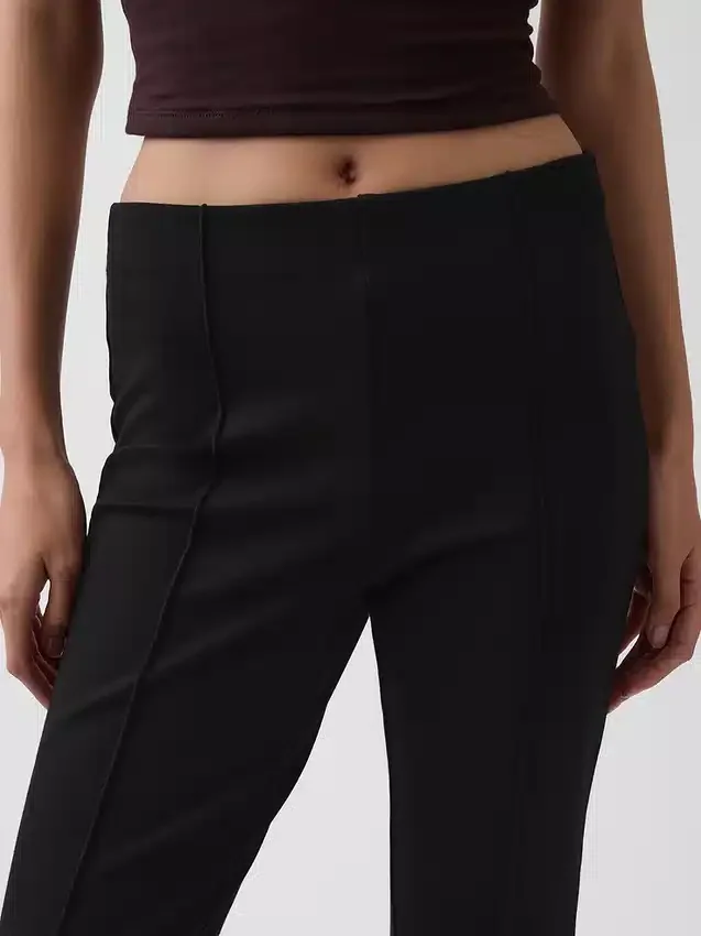 Yüksek Bel Çift Örme Krop Kick Pantolonlar