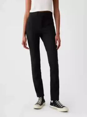 Yüksek Bel Çift Örme Skinny Pantolonlar