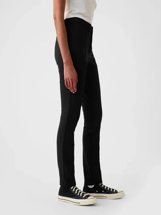 Yüksek Bel Çift Örme Skinny Pantolonlar