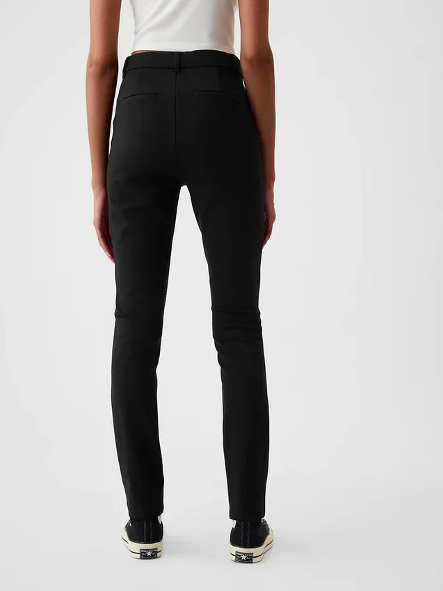 Yüksek Bel Çift Örme Skinny Pantolonlar