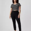 Yüksek Bel Çift Örme Skinny Pantolonlar