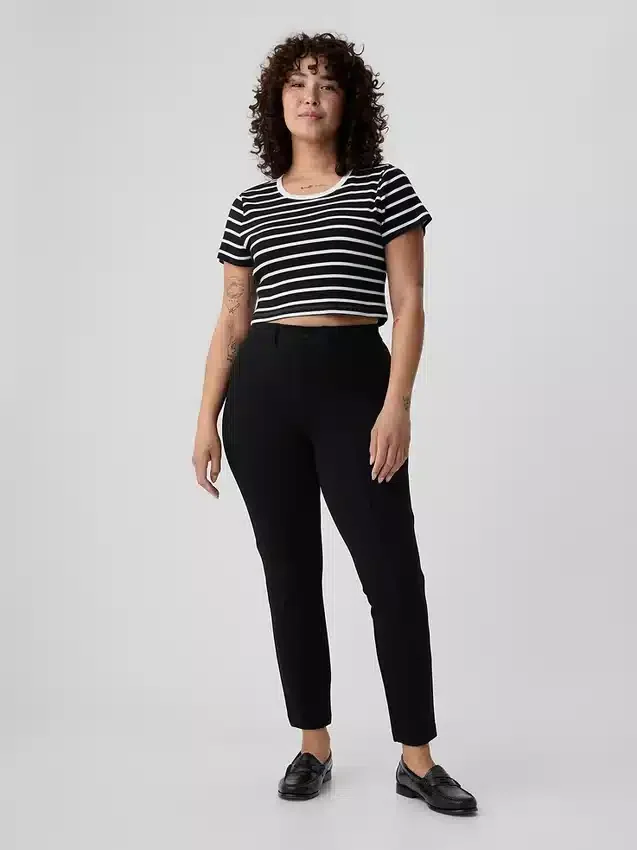 Yüksek Bel Çift Örme Skinny Pantolonlar