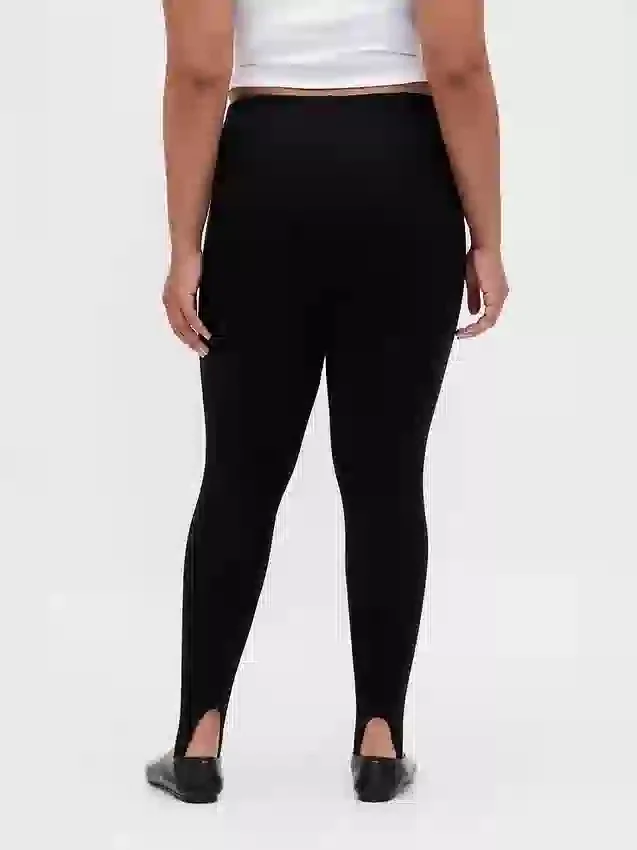 Yüksek Bel Çift Örme Stirrup Pantolonlar