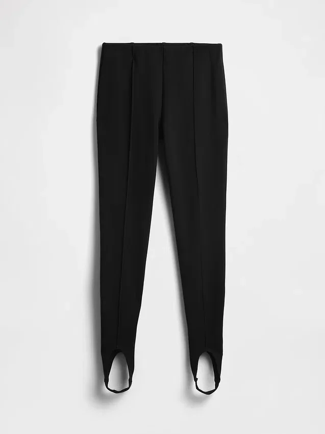 Yüksek Bel Çift Örme Stirrup Pantolonlar
