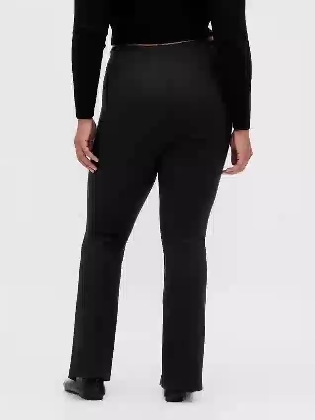 Yüksek Bel Çift Örme Yırtmaçlı Geniş Paça Pantolon