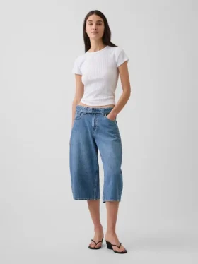 Yüksek Bel Kemerli Barrel Culotte Jean'ler