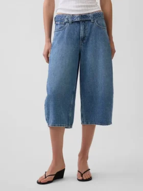 Yüksek Bel Kemerli Barrel Culotte Jean’ler