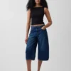 Yüksek Bel Kemerli Culotte Barrel Jean