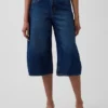 Yüksek Bel Kemerli Culotte Barrel Jean