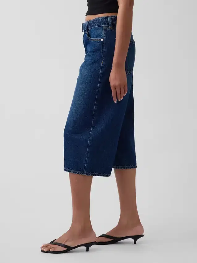 Yüksek Bel Kemerli Culotte Barrel Jean