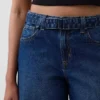 Yüksek Bel Kemerli Culotte Barrel Jean