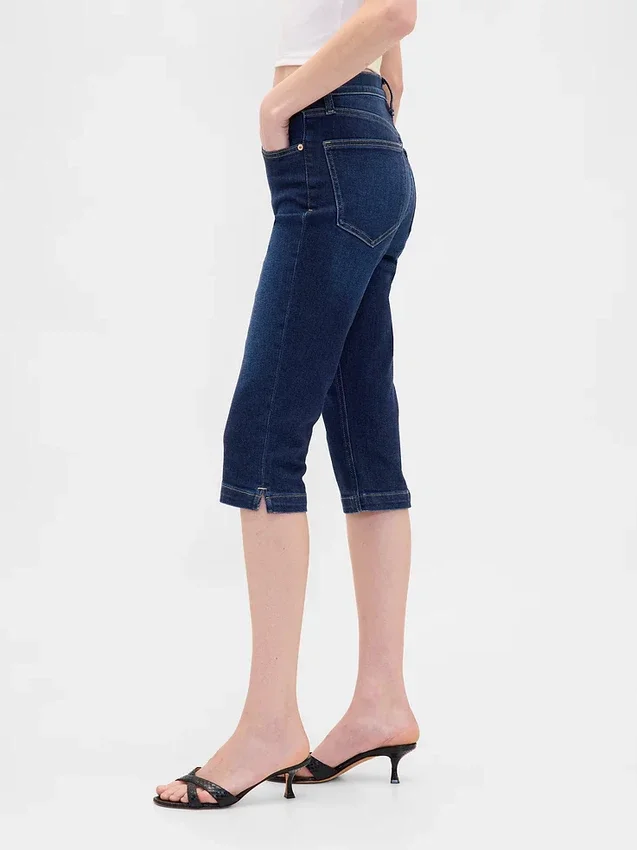Yüksek Bel Kısa Kapri Jean'ler