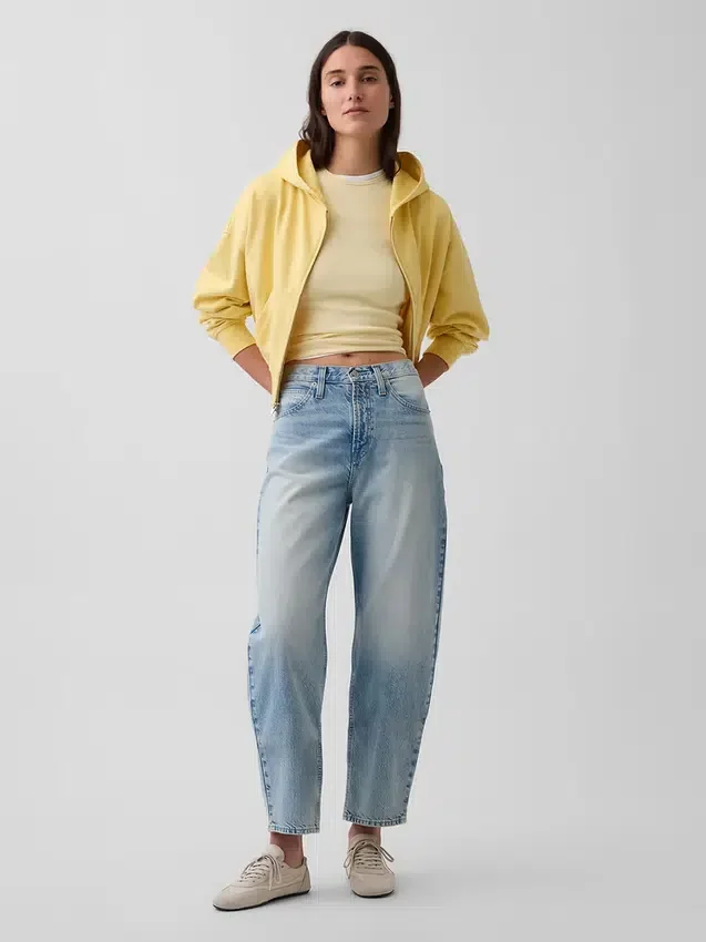 Yüksek Bel Kısaltılmış Geniş Paça Jean'ler