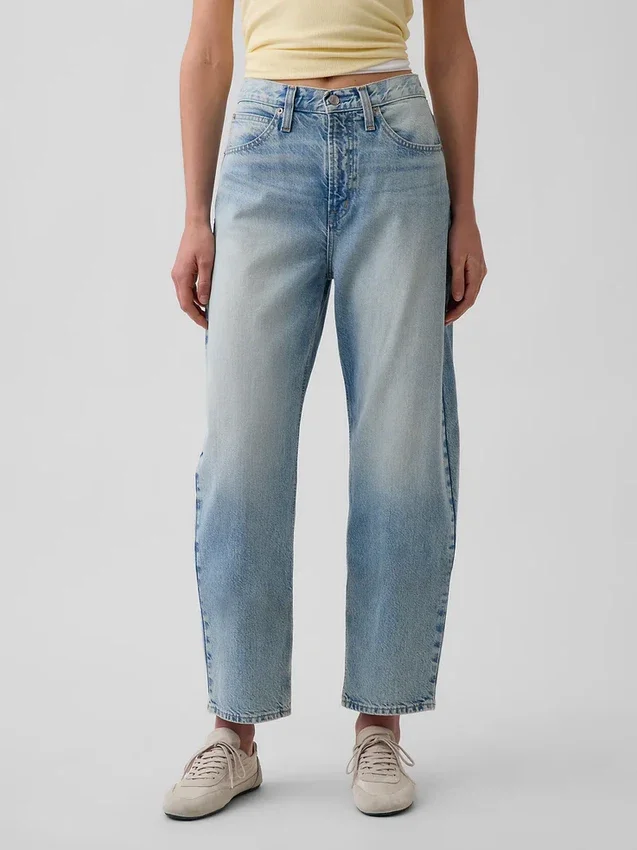 Yüksek Bel Kısaltılmış Geniş Paça Jean'ler