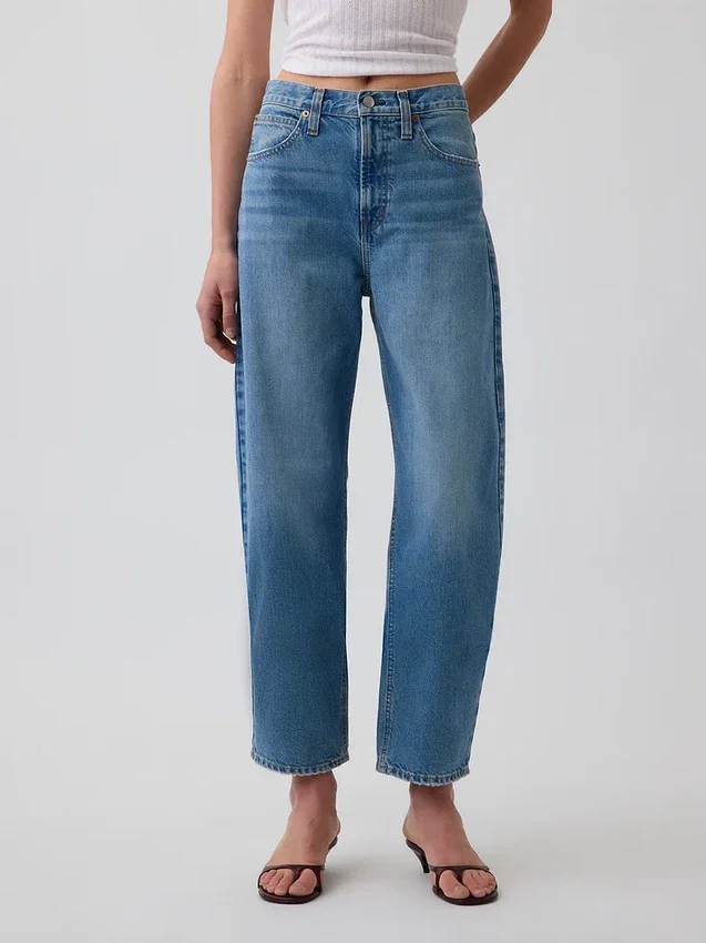 Yüksek Bel Kısaltılmış Geniş Paça Jean'ler