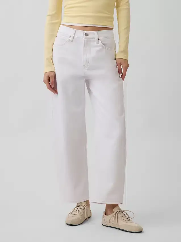 Yüksek Bel Kısaltılmış Geniş Paça Jean'ler