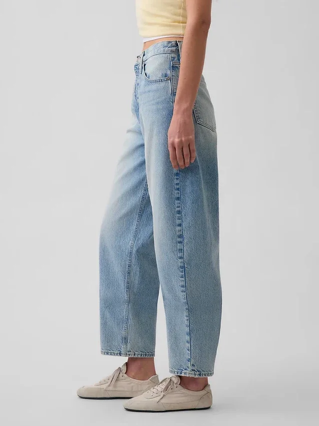 Yüksek Bel Kısaltılmış Geniş Paça Jean'ler
