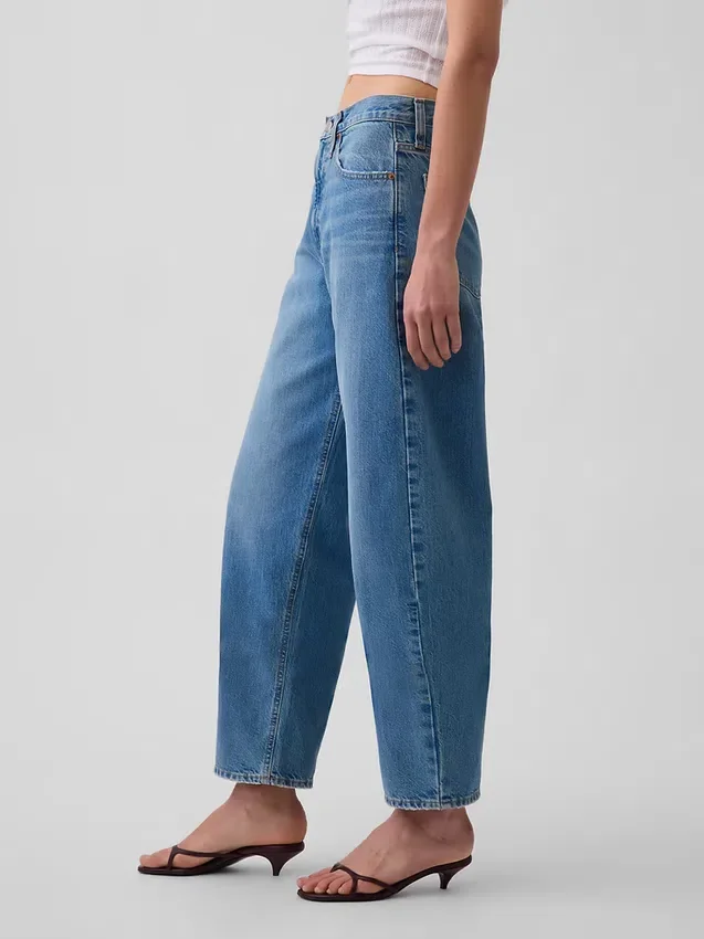 Yüksek Bel Kısaltılmış Geniş Paça Jean'ler