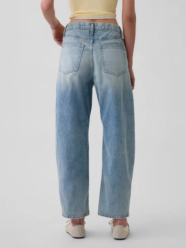 Yüksek Bel Kısaltılmış Geniş Paça Jean'ler