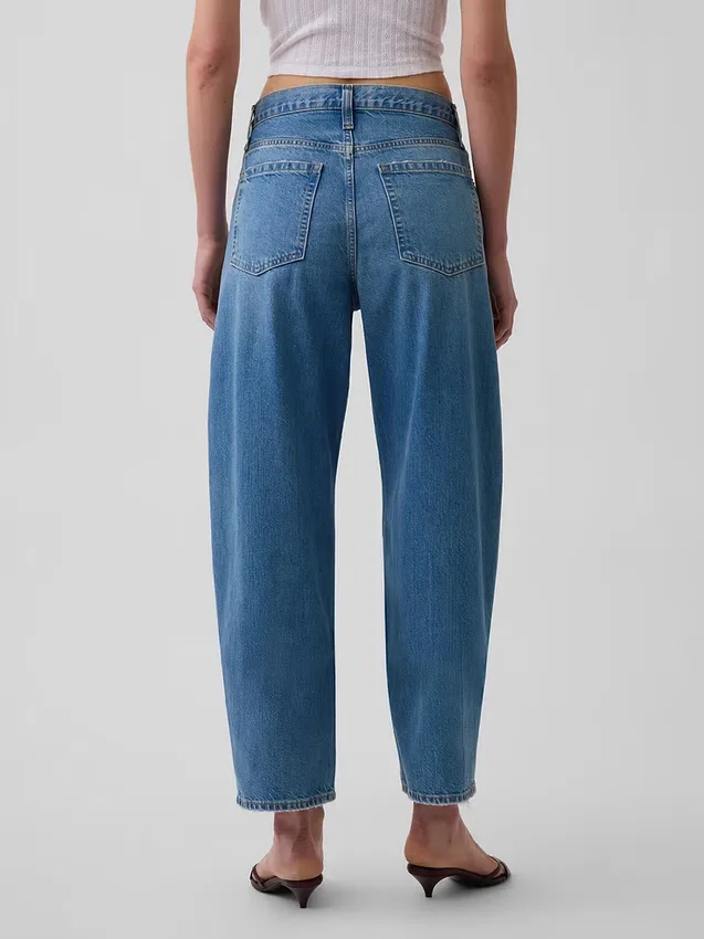 Yüksek Bel Kısaltılmış Geniş Paça Jean'ler