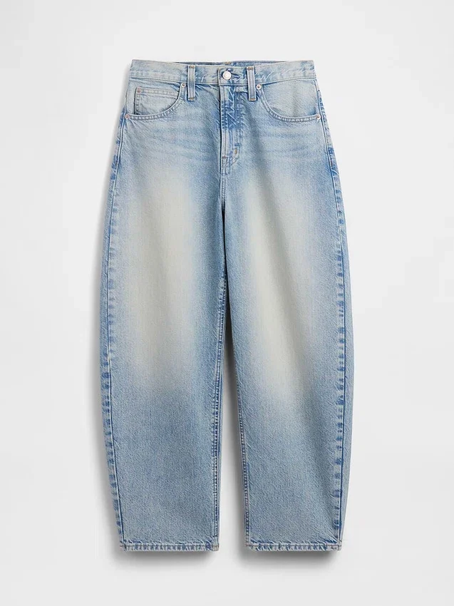 Yüksek Bel Kısaltılmış Geniş Paça Jean'ler