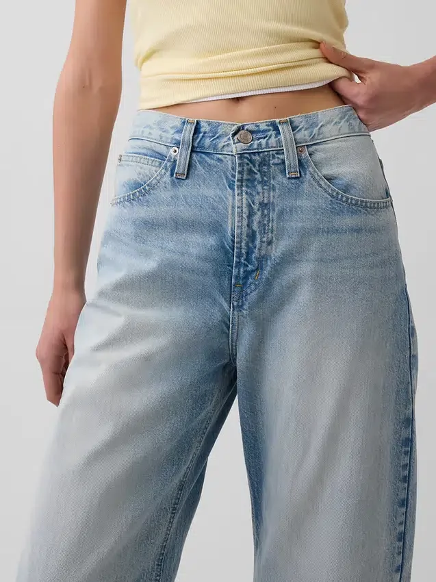Yüksek Bel Kısaltılmış Geniş Paça Jean'ler