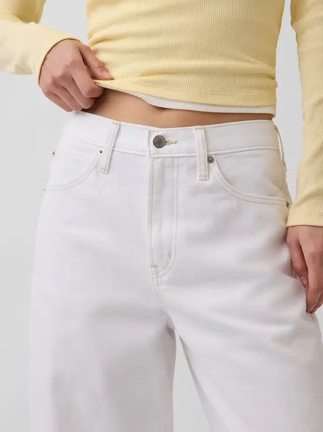 Yüksek Bel Kısaltılmış Geniş Paça Jean'ler