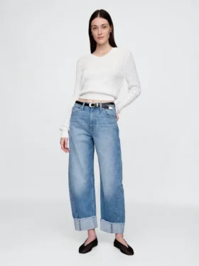 Yüksek Bel Manşetli Barrel Jean'ler