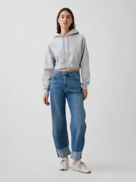 Yüksek Bel Manşetli Barrel Jean'ler