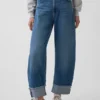 Yüksek Bel Manşetli Barrel Jean'ler