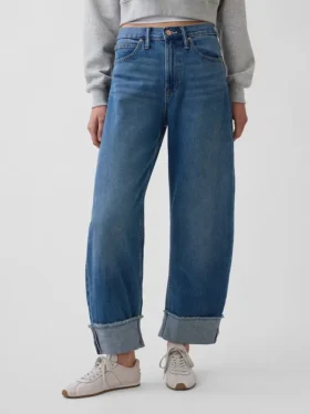 Yüksek Bel Manşetli Barrel Jean’ler