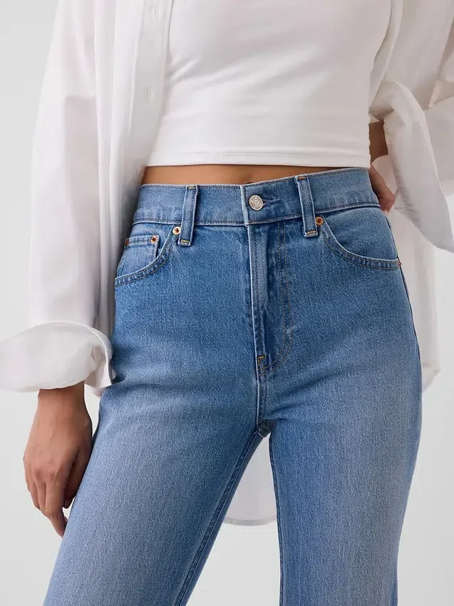 Yüksek Bel, Paça Katlamalı '90'lar Stilinde Dar Düz Kesim Jean