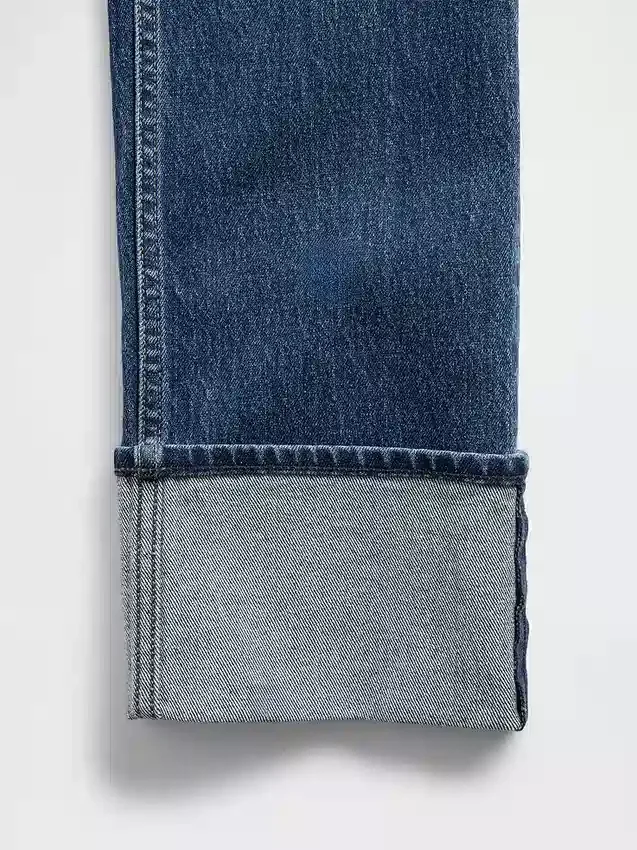 Yüksek Bel, Paça Katlamalı '90'lar Stilinde Dar Düz Kesim Jean