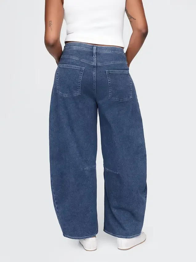 Yüksek Bel Örme At Nalı Kesim Jean'ler