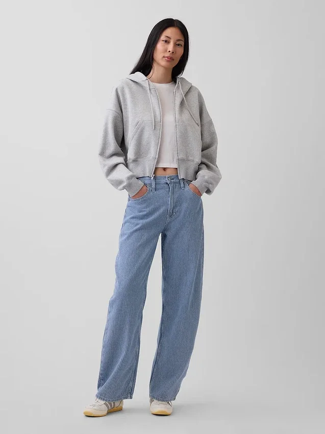 Yüksek Bel, Ultra Yumuşak Denim Çizgili Barrel Jean'ler