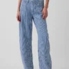 Yüksek Bel, Ultra Yumuşak Denim Çizgili Barrel Jean'ler