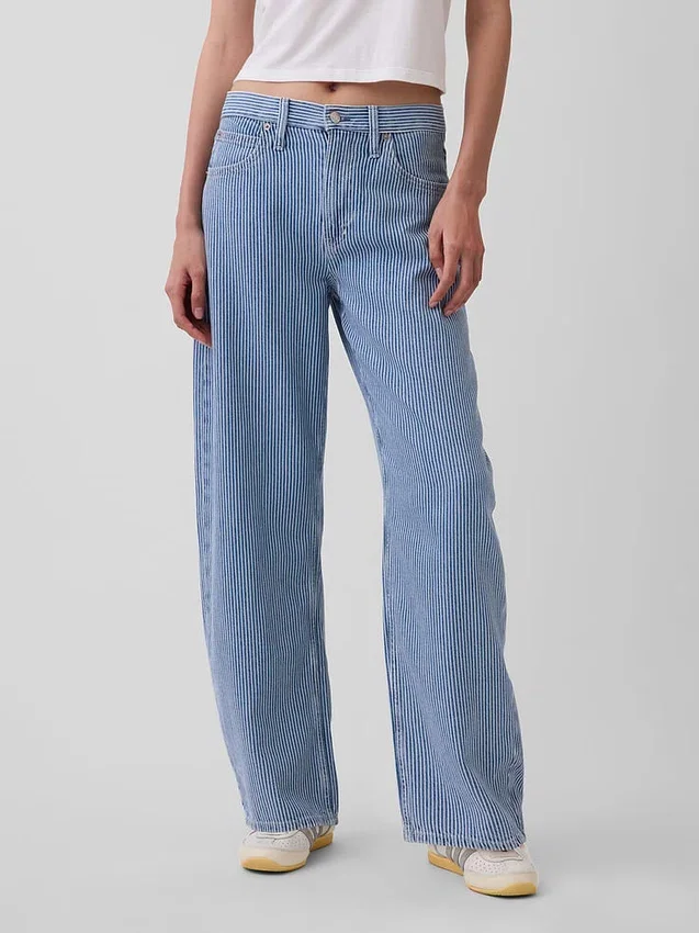 Yüksek Bel, Ultra Yumuşak Denim Çizgili Barrel Jean'ler