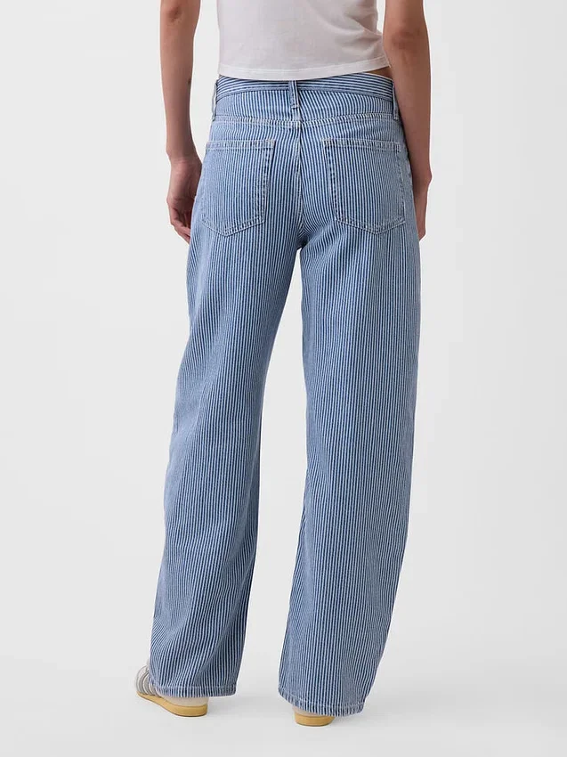 Yüksek Bel, Ultra Yumuşak Denim Çizgili Barrel Jean'ler