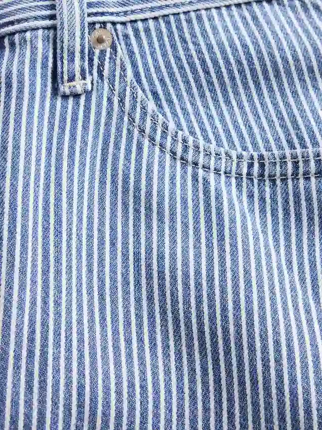 Yüksek Bel, Ultra Yumuşak Denim Çizgili Barrel Jean'ler