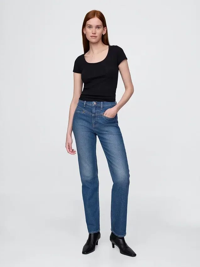 Yüksek Bel Western '90'lar Slim Düz Kesim Jean'ler