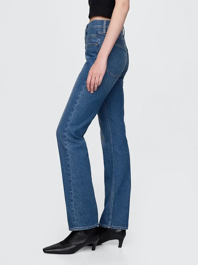 Yüksek Bel Western '90'lar Slim Düz Kesim Jean'ler
