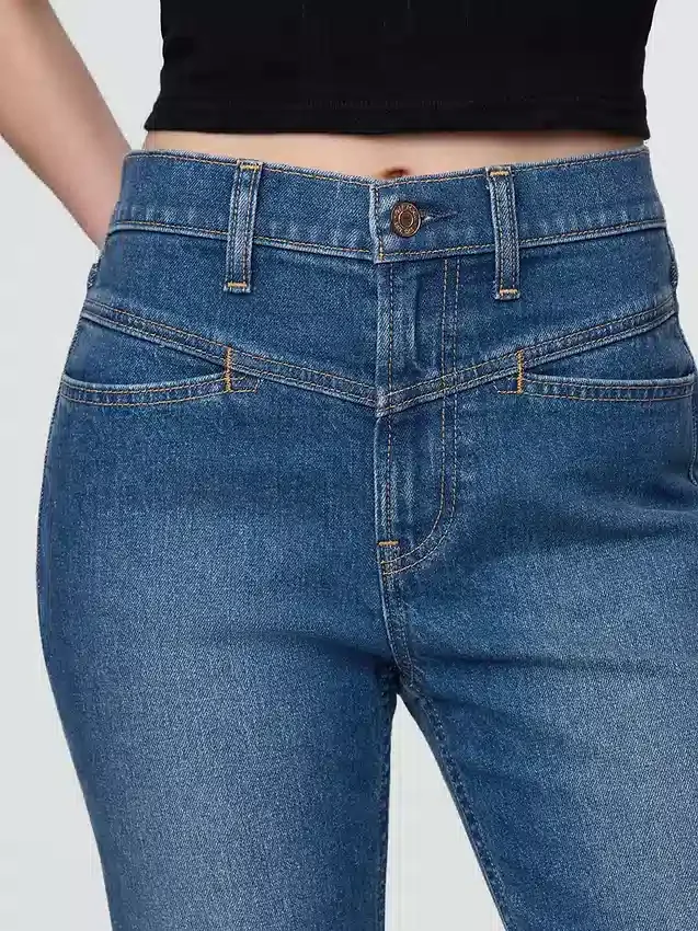 Yüksek Bel Western '90'lar Slim Düz Kesim Jean'ler
