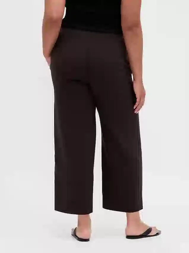 Yüksek Belli Düz Kesim Twill Ayak Bileği Boyu Pantolon