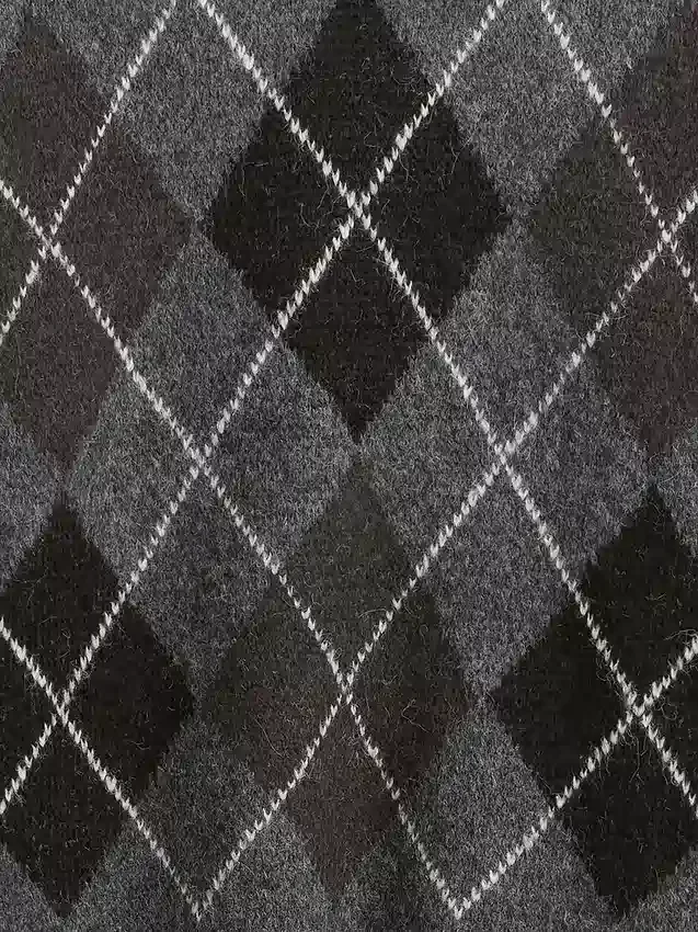 Yün Karışımlı Bol Argyle Kazak