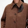 Yün Karışımlı Oversized Houndstooth Araba Ceketi