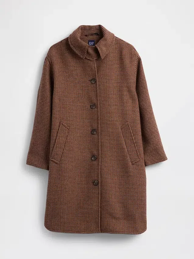Yün Karışımlı Oversized Houndstooth Araba Ceketi