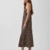 Zebra Desenli Midi Slip Elbise